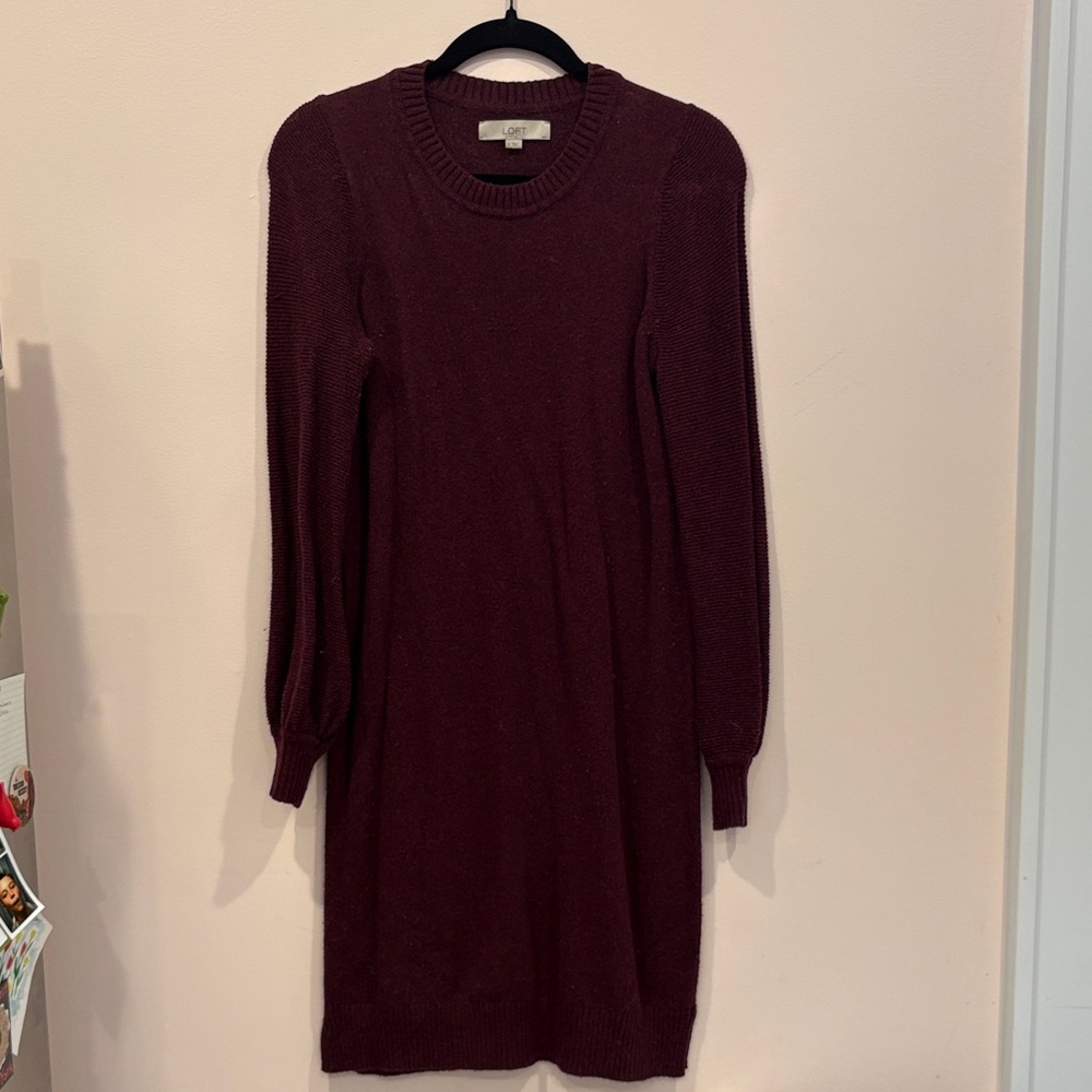 LOFT Burgundy Long Sleeve Sweater-dress
